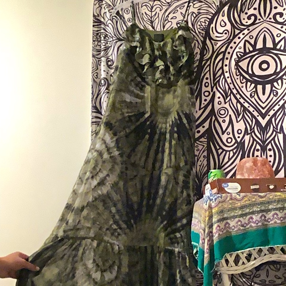 Long dress green tie dye